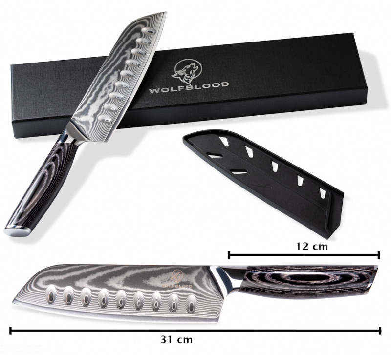 Damastmesser-Küchenmesser Details-Santoku-Damast-Messer